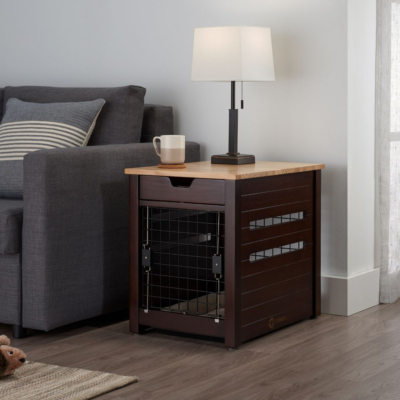 Espresso dog hot sale crate end table