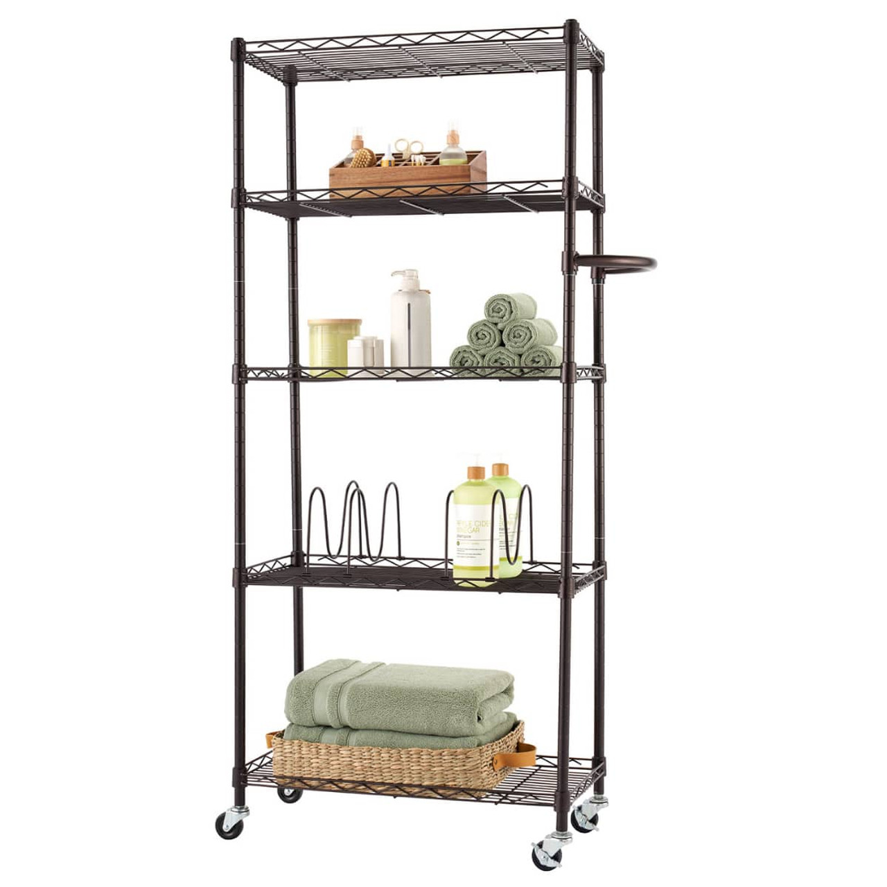 TRINITY BASICS 5 Tier Pantry Rack with wheels Dark Bronze NSF