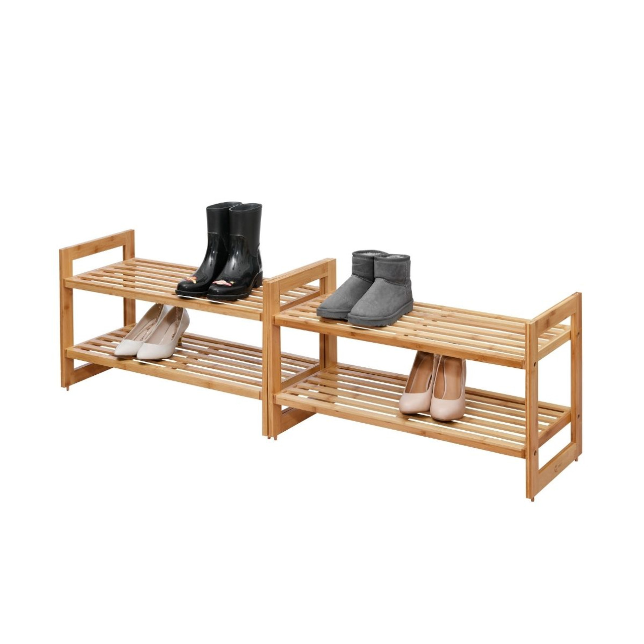 TRINITY Basics® EcoStorage® 2-Tier Bamboo Shoe Rack, 2-Pack