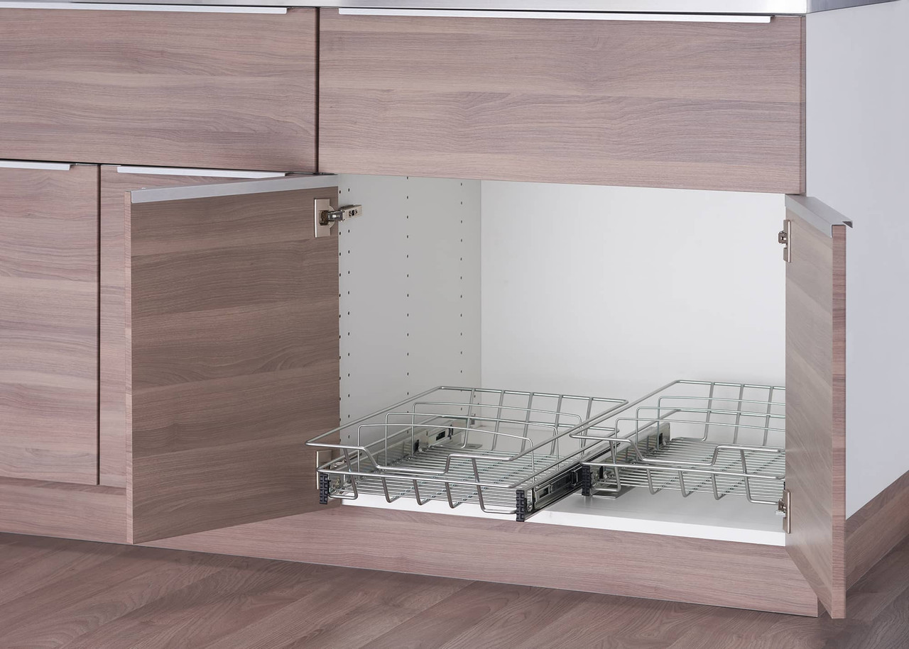 Richards Homewares Pull Out Drawer Cabinet Organizer – SlideOut Pots & Pans Sliding  Shelf - Chrome One Tier