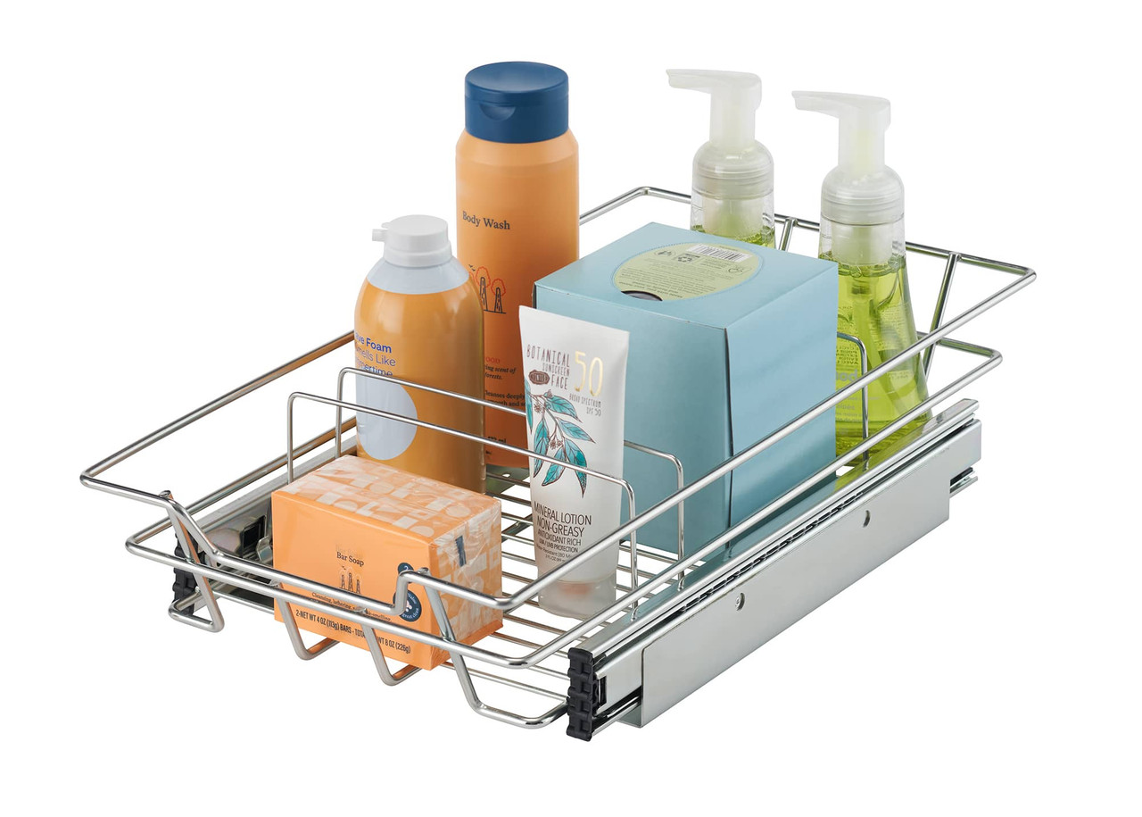 2 Pack Adjustable Height under Sink Organizers and Storage, 2 Tier Slide  Out She
