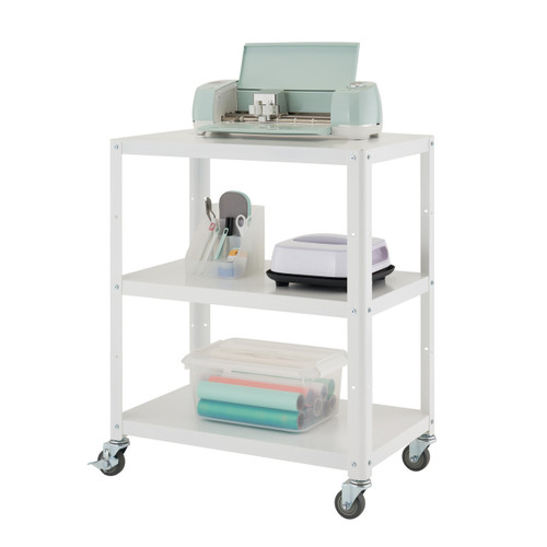 White metal utility cart  storing office items