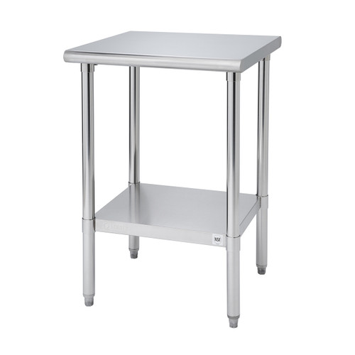 trinity small stainless steel table with shelf