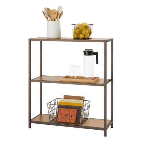 bronze anthracite shelving rack filled with kitchen items