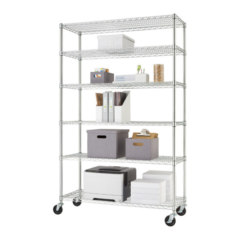 TRINITY EcoStorage® 5-Tier Commercial Square Rack | 18x18x56.5 | NSF | w/  Wheels | Chrome