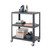 Dark gray metal utility cart storing office items