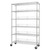 chrome color wire shelving rack with 6 shelves and 6 back stands