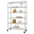 chrome color wire shelving rack with pantry and kitchen items