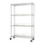 chrome shelving rack with 4 shelves, 4 backstands, and wheels
