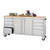 72 inches wide stainless steel workbench with garage hand tools on the wood top
