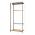 bronze anthracite closet rack with 2 top and bottom metal framed bamboo shelves and 1 metal hanging rod