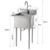 21.5 inches wide by 24 inches deep by 49.2 inch height utility sink -- height is measured from the floor to the top most part of the faucet