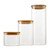 set of 3 large size glass canisters with bamboo lids