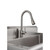 stainless steel rotating pull out faucet with a single lever hot and cold water indicator