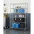 chrome color shelving rack used in garage