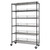 TRINITY 6-tier wire shelving rack in black with back stands