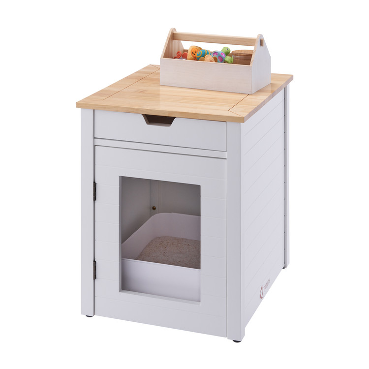 Photo of white pet crate end table