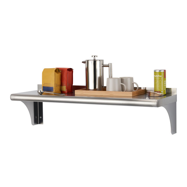 Stainless steel shelf with pantry items