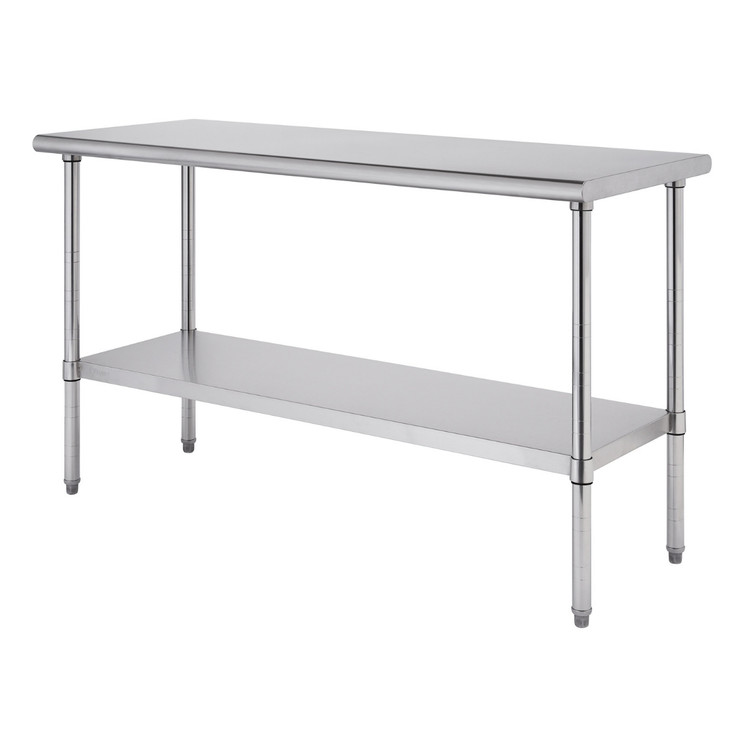 trinity pro wide stainless steel table with included bottom shelf