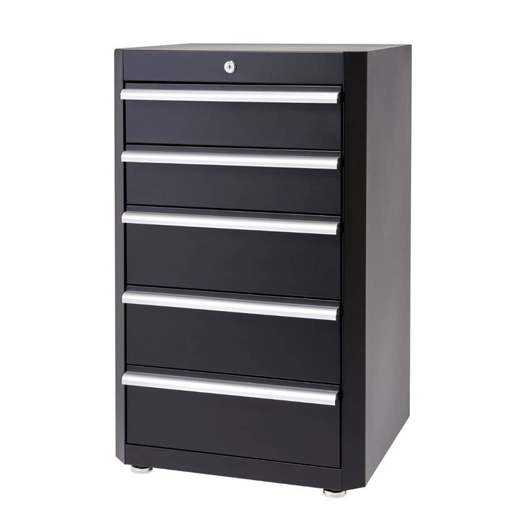 trinity black steel cabinet with 5 drawers