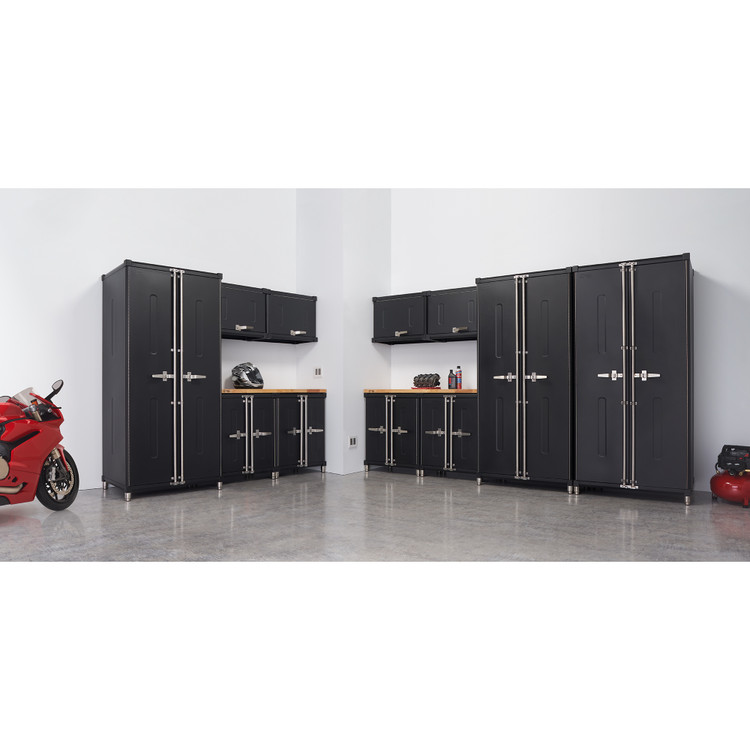 13 piece trinity pro cabinet set used in a automotive garage