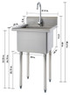 TRINITY BASICS® Stainless Steel Utility Sink w/ Faucet, NSF Certified