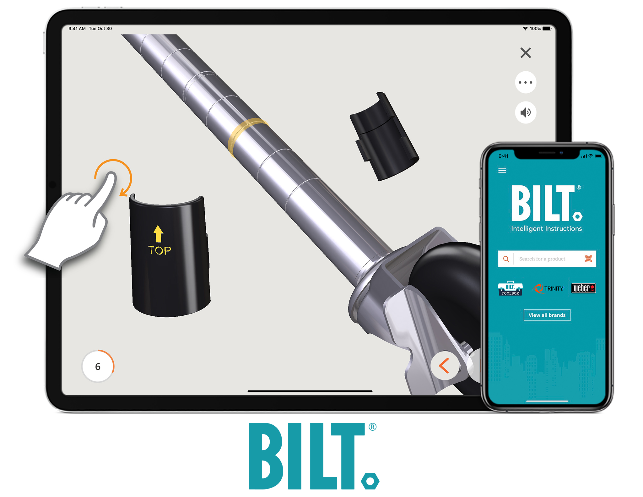 BILT interface shown on a tablet and mobile phone