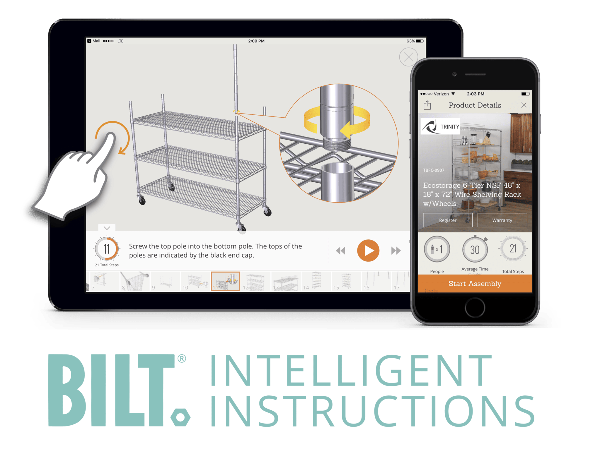 BILT interface shown on a tablet and mobile phone