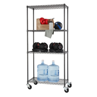 TRINITY PRO 4-Tier Corner Wire Shelving, NSF, Black Anthracite®