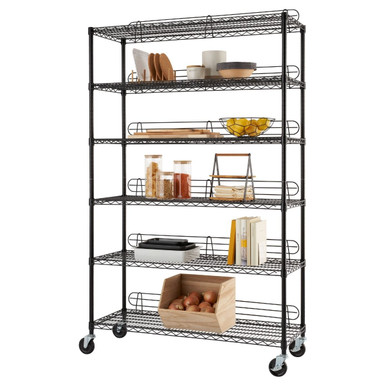 Trinity EcoStorage 6-Tier Wire Shelving Rack with Wheels, Silver