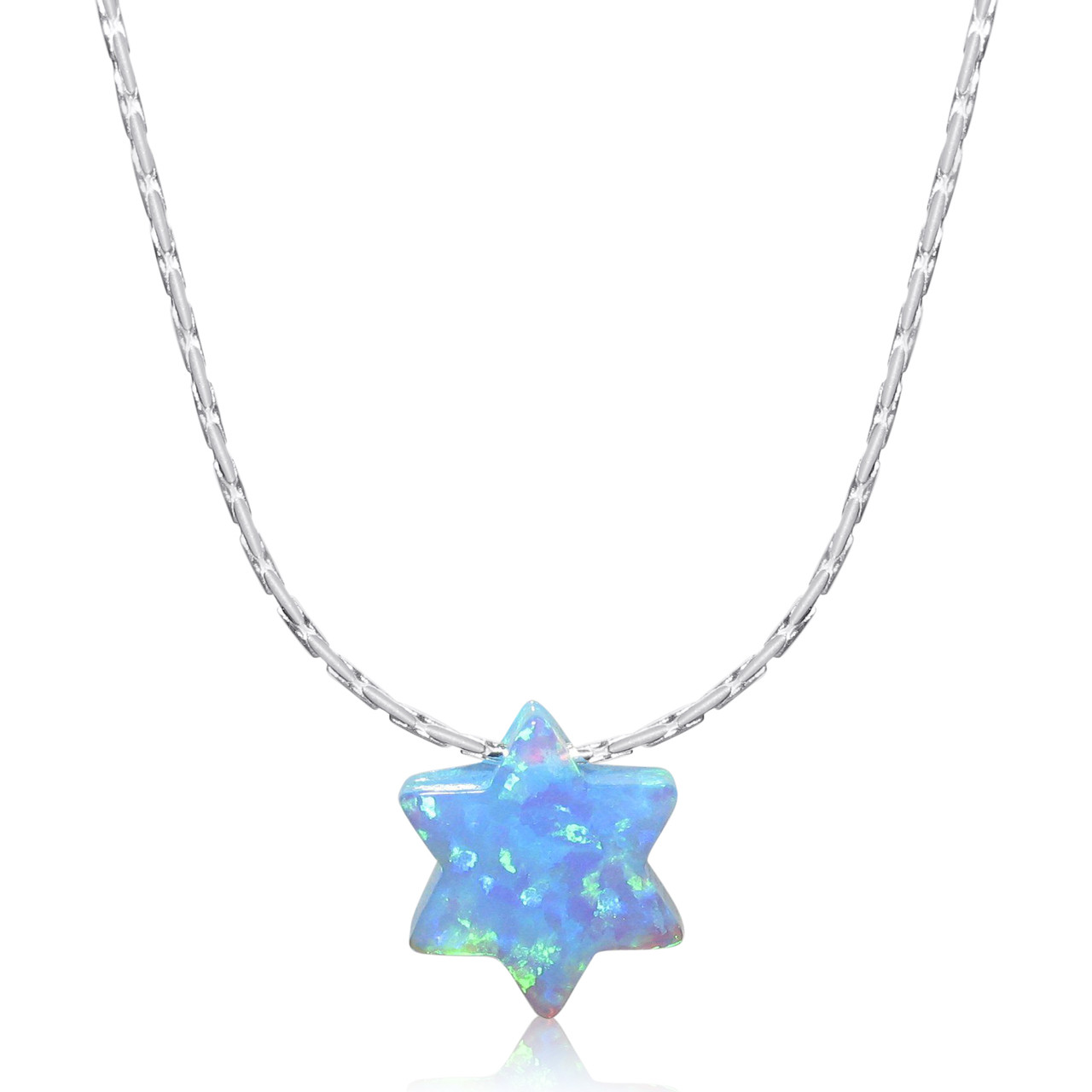 Opal Star of David Pendant Necklace