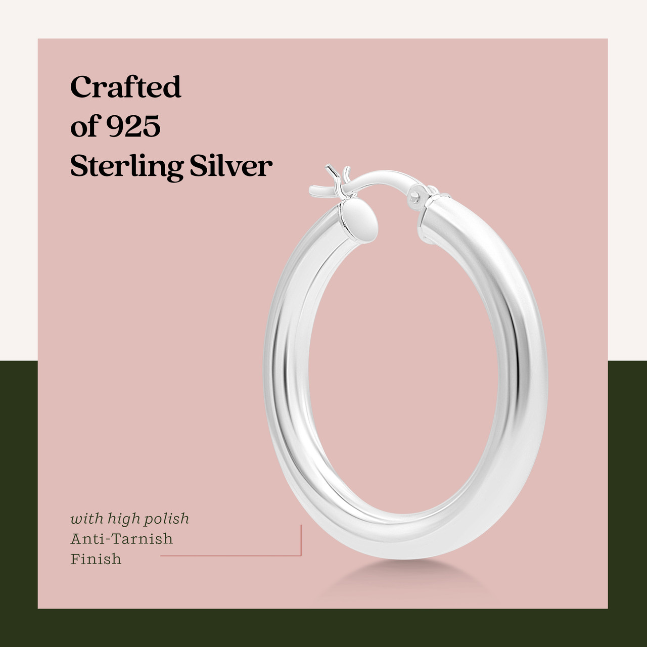 1.75" Large Plain Polished Hoop Earrings Real 925 Sterling Silver 3mm X 45mm 