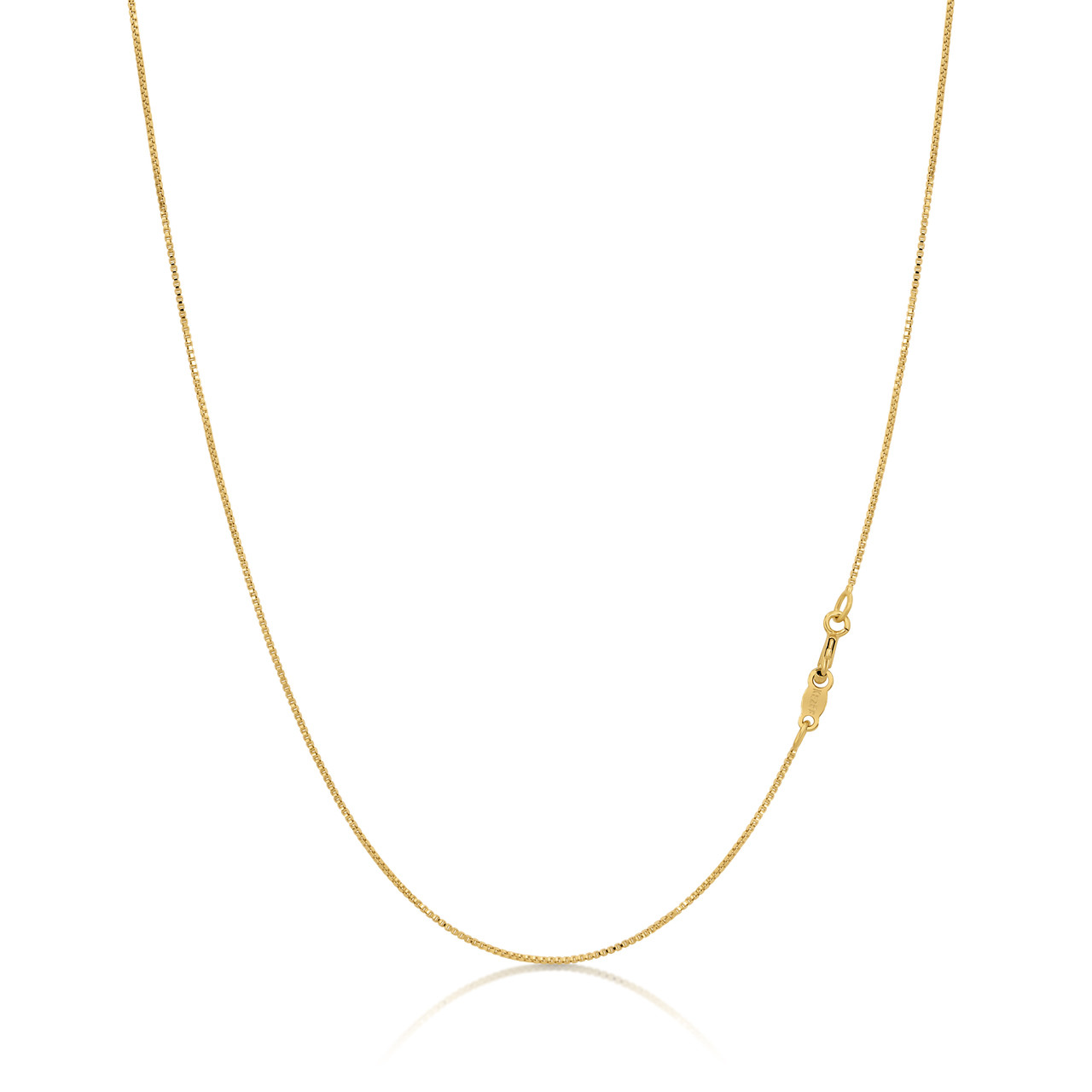 18k Gold Plated Sterling Silver Box Chain .7mm