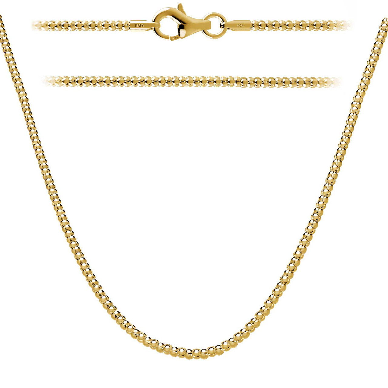 Buy 18K Gold Flashed Sterling Silver 2.3mm Italian Popcorn Chain Necklace -  30 Online at Lowest Price Ever in India | Check Reviews & Ratings - Shop  The World