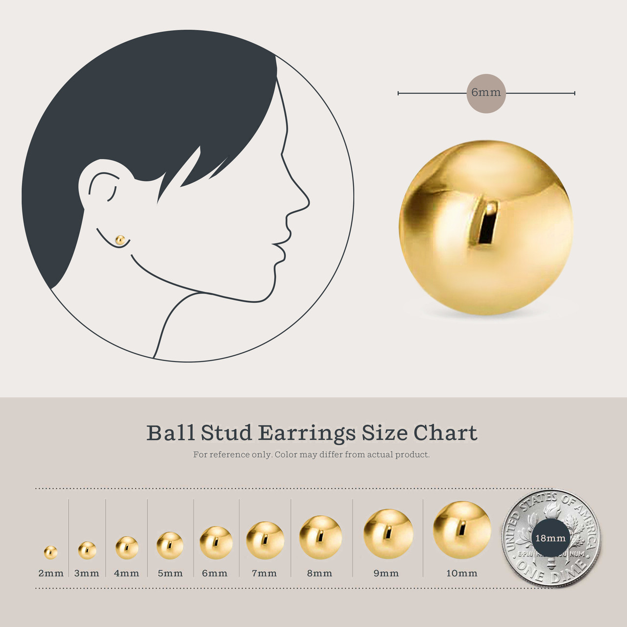 Amazon.com: Amazon Essentials Yellow Gold Plated Sterling Silver Polished Ball  Stud Earrings (12mm) : Clothing, Shoes & Jewelry