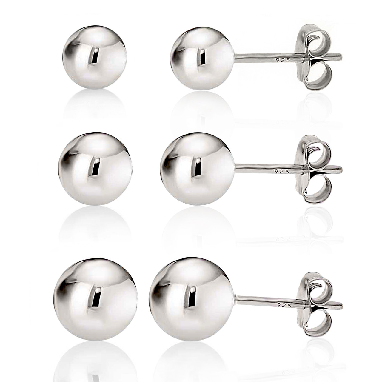 Silver Ball Stud Earrings | Hypoallergenic Earrings | Classic 5mm Size