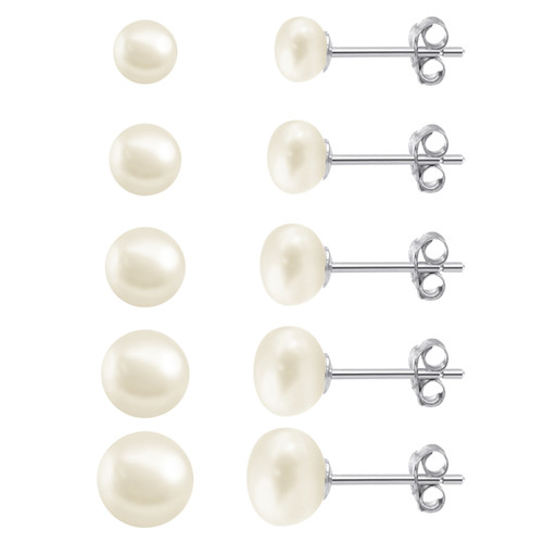 Sterling Silver White Pearl Earring