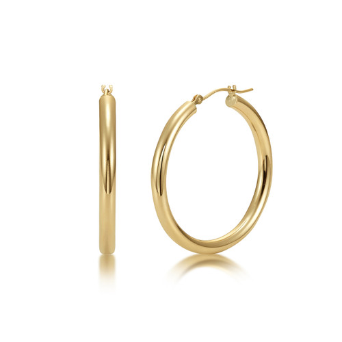 14k Gold Hoop Earrings 3mm - High Polish Finish
