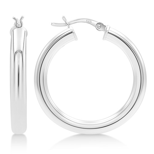 Sterling Silver Hoop Earrings - 4mm Click-Top Tube Hoop