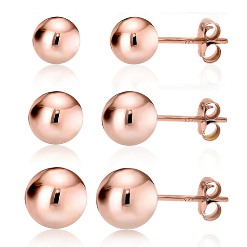 Silver 925 Sterling Ball Bead Stud Earrings - Botanique1