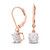 Rose Gold Plated Sterling Silver Basket Setting 6mm Brilliant Round White CZ Leverback Dangle Earrings