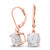 Rose Gold Plated Sterling Silver Basket Setting 9mm Brilliant Round White CZ Leverback Dangle Earrings