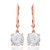 Rose Gold Plated Sterling Silver Basket Setting 9mm Brilliant Round White CZ Leverback Dangle Earrings