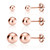 Rose Gold over 925 Silver High Polish Smooth Round Ball Stud Earring 3-Size Set -  3mm,  5mm,  7mm