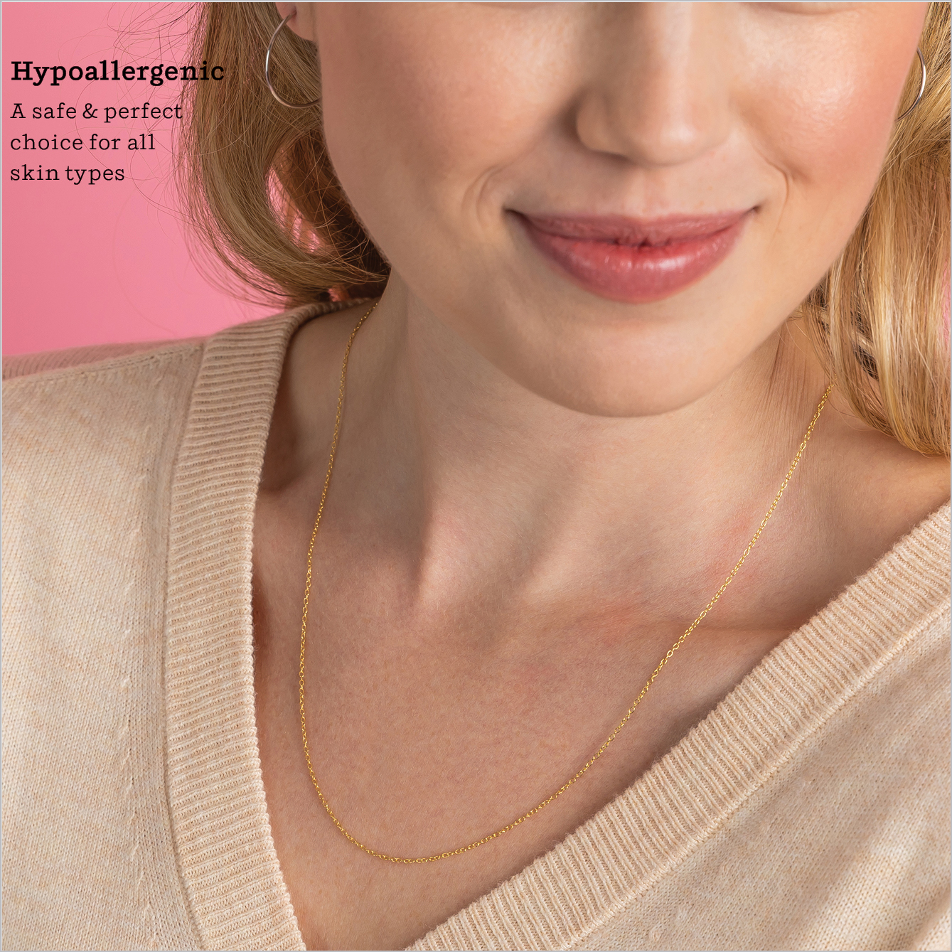 Cable Chain Necklace Sterling Silver Italian 1.3mm Rhodium Plated