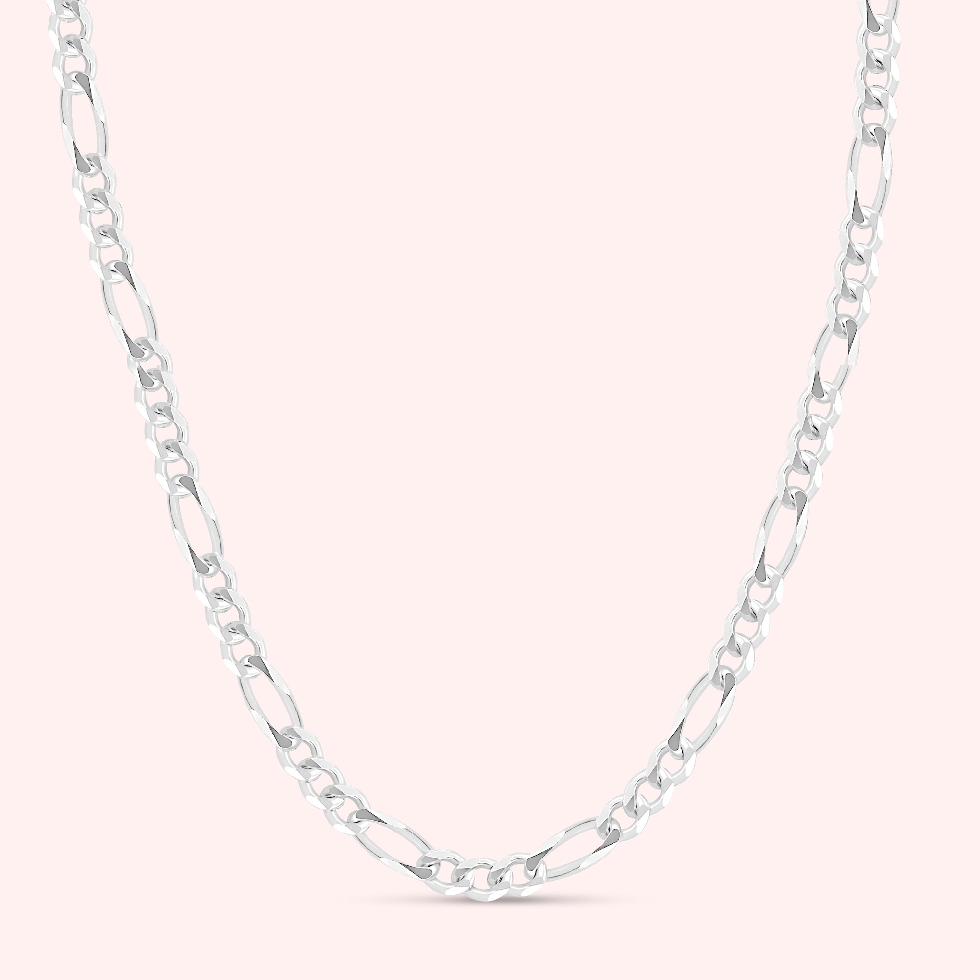 Solid .925 Sterling Silver 7mm Men's 200 Figaro Chain Necklace