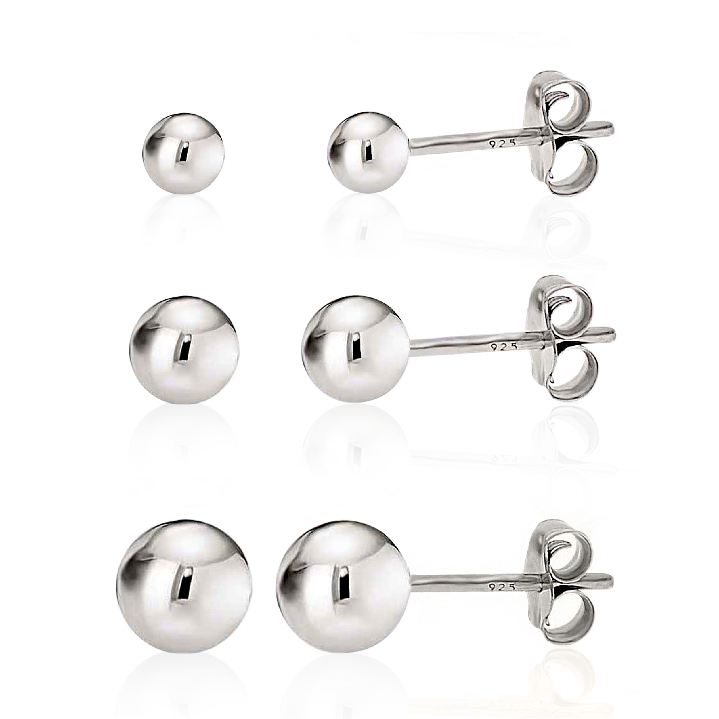 Dot Stud Earrings Multiple piercing Tiny Round Ear Jewelry Sterling Silver  2mm / 3mm / 4mm