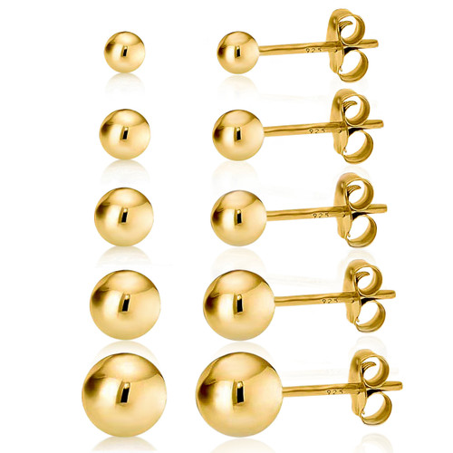 babylclub 24SS Gold studs top トップス CB4018 l HD Crystal Ball Stud Earrings - Lt. Golden Topaz