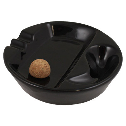 Black Ceramic Single Ashtray With Cork