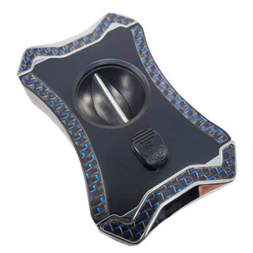 Rocky Patel Viper V-Cut Series Silver and Blue Carbon Fiber Cigar Cutter